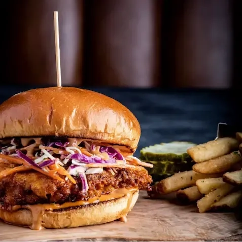 chicken sandwich and fries