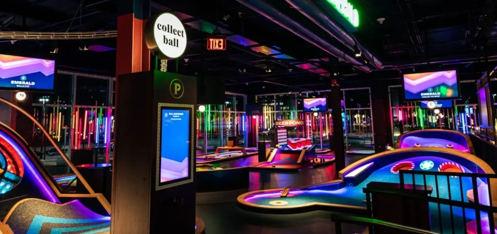 An overview of the courses at Puttshack in Oakbrook, Chicago