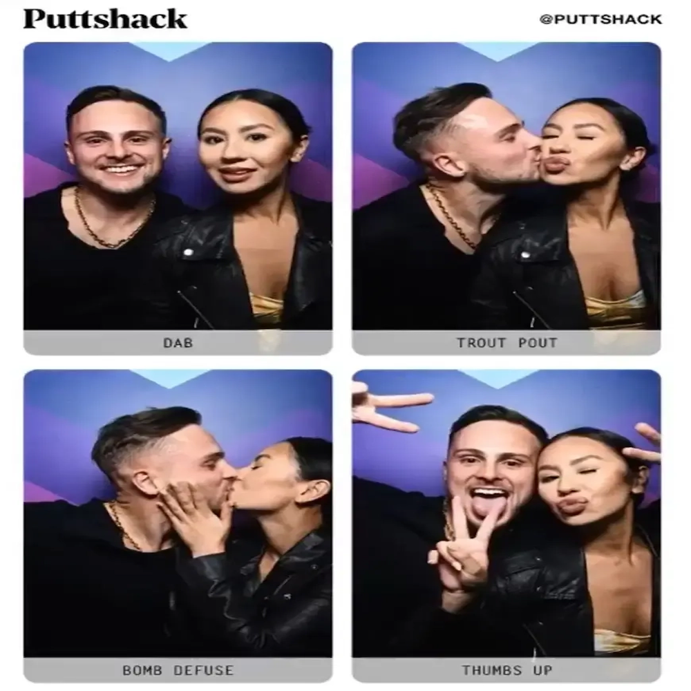 photobooth images of a happy couple