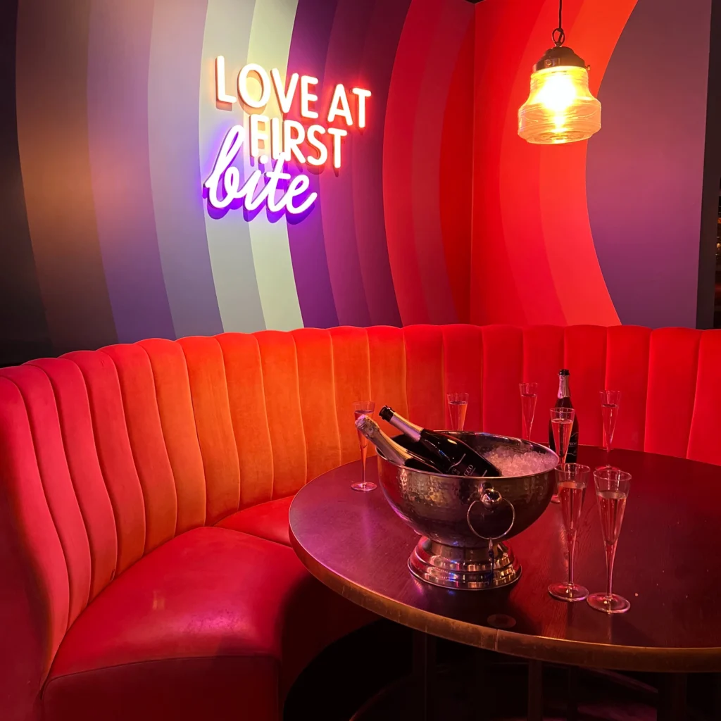 "love ay first bite" booth