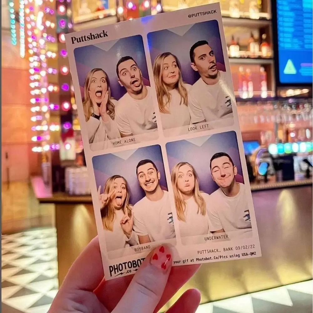 photobooth images of a happy couple