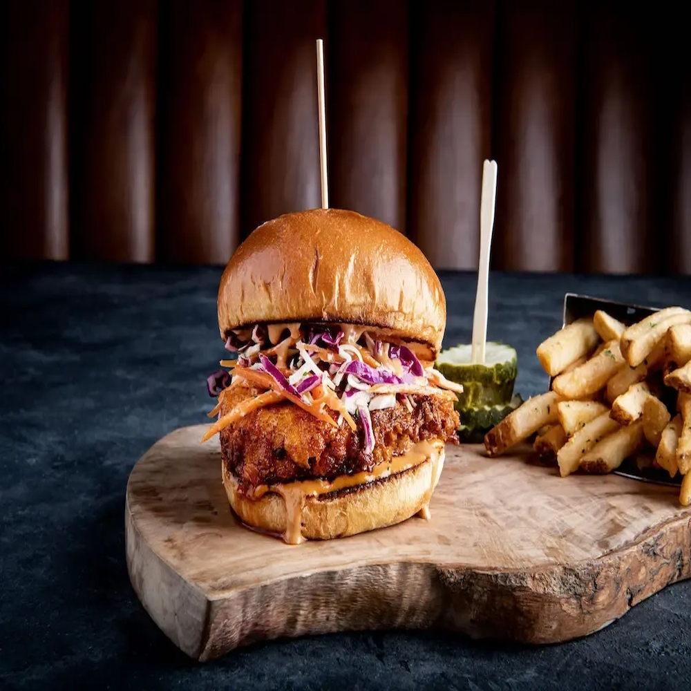 Chicken sandwich and fries