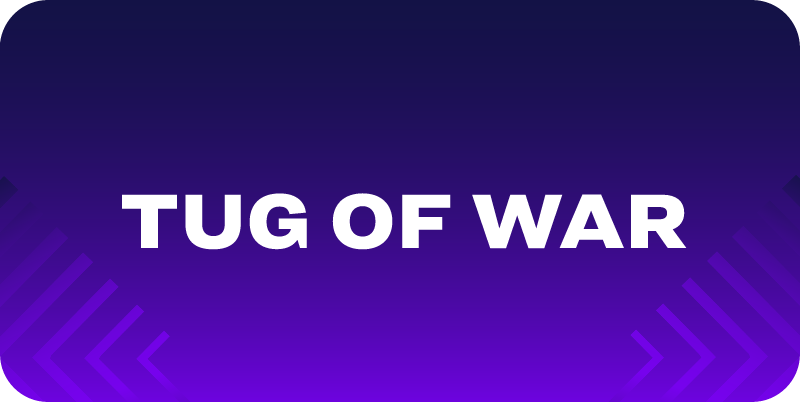 Graphic displaying the text “Tug of War” on a purple gradient background